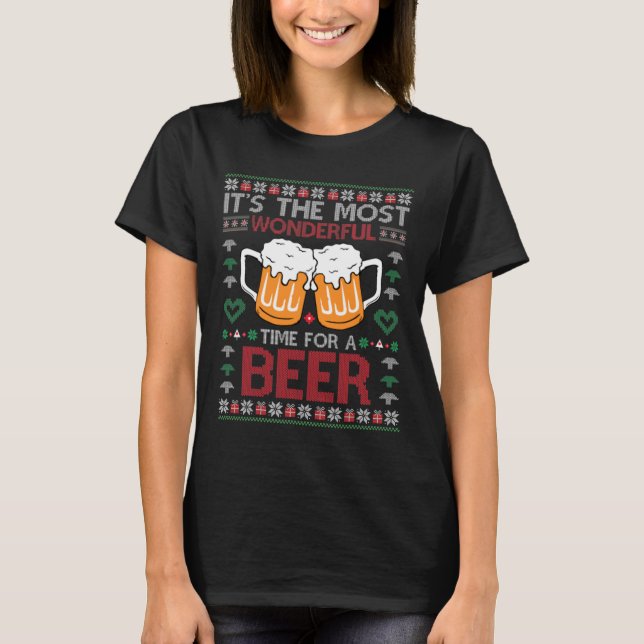 T-shirt Xmas Wonderful Time For A Beer Ugly Christmas S  (Devant)