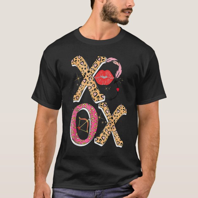 T-shirt Xo Xo Lèvres Léopard Valentines Jour Coeurs mignon (Devant)