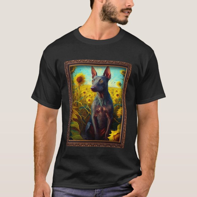T-shirt Xoloitzcuintli Xolo Painting Sunflower Flower Mom  (Devant)