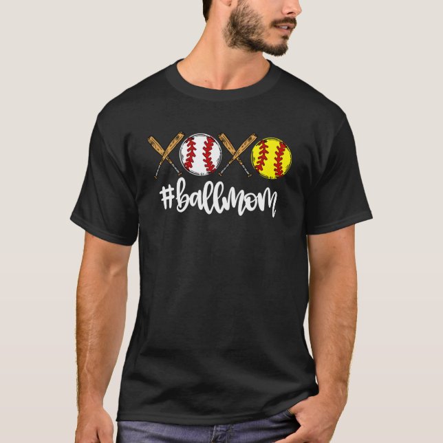 T-shirt XOXO Ball Maman Baseball Softball Mère Fête Meille (Devant)