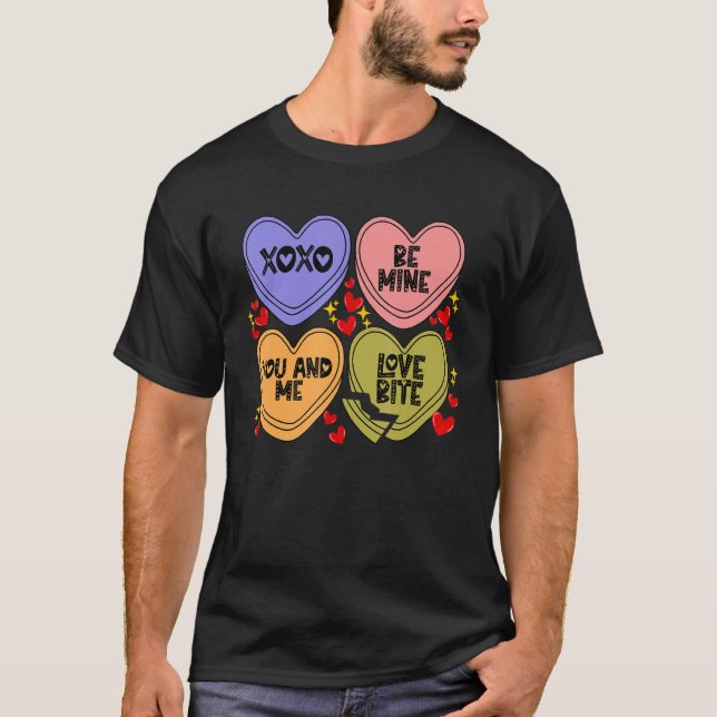 T-shirt Xoxo Be Mine Love Bite You And Me Candy Heart Vale (Devant)