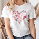 T-shirt XOXO Coeurs Amour & Baisers Saint Valentin<br><div class="desc">Express votre amour avec le T-shirt XOXO Hearts Love & Kisses Valentine's Day, avec un design unique en forme de coeur composé de phrases romantiques comme "XOXO", "Love & Kiss", "BFF", "Hugs" et "Roses". Chaque mot est stylisé dans des tons roses variés, créant un look dynamique et festif parfait pour...</div>