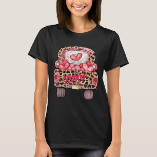 T-shirt XOXO Cute Pink Heart Leopard Camion Heureux Valent