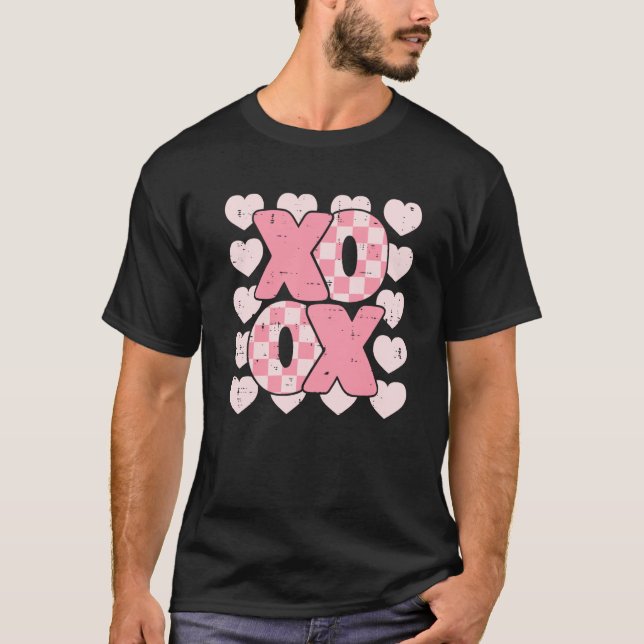 T-shirt XOXO Heart Groovy Valentine's Day Couples Kids Gir (Devant)