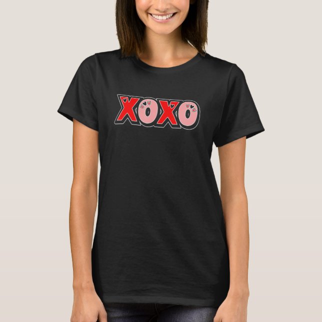 T-shirt XOXO Hearts Valentine's Day Funny Matching Couple  (Devant)