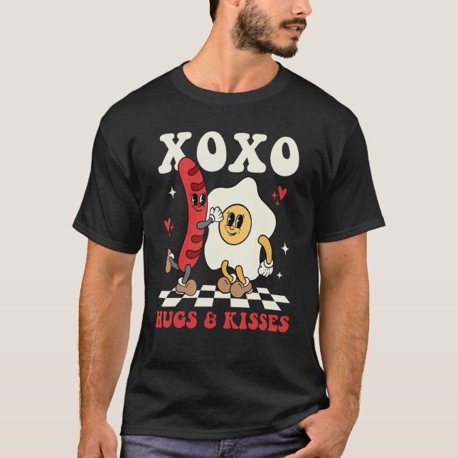 T-shirt XOXO Hugs & Kisses Hot Dog Omelet Super Valenti (Devant)