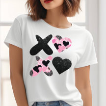 T-shirt Xoxo noir et rose pour la Saint-Valentin
