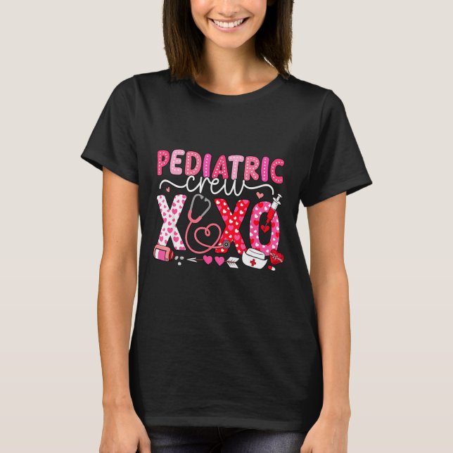 T-shirt Xoxo Nurse Pediatric Crew Nurse Valentine Leopard  (Devant)