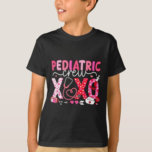 T-shirt Xoxo Nurse Pediatric Crew Nurse Valentine Leopard  (Devant)
