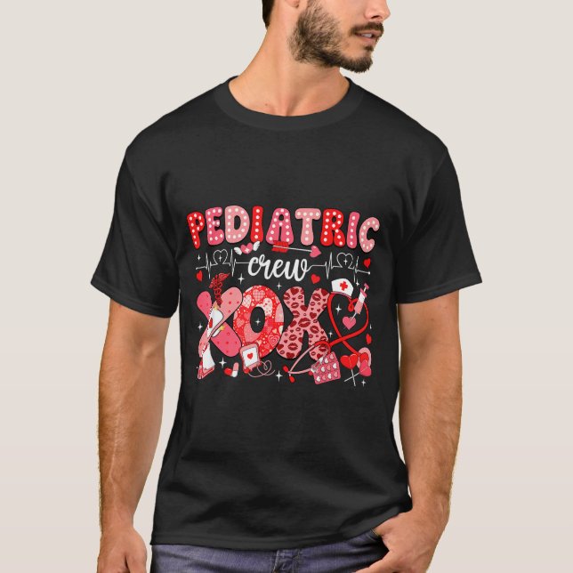 T-shirt Xoxo Nurse Pediatric Crew Nurse Valentine Leopard  (Devant)