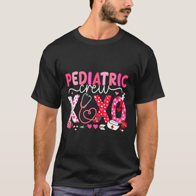 T-shirt Xoxo Nurse Pediatric Crew Nurse Valentine Leopard  (Devant)