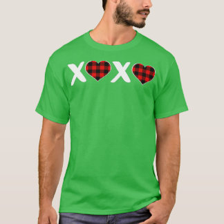 T-shirt XOXO Plaid Heart Print Femmes Saint Valentin