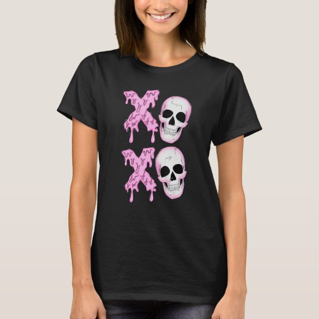 T-shirt Xoxo Skeleton Skull Horror Anti Valentine's Day Me (Devant)
