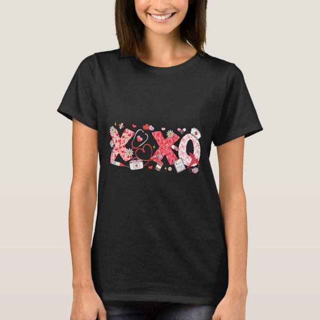 T-shirt Xoxo Stethoscope Valentine Rn Pct Cna Nurse Nurse  (Devant)