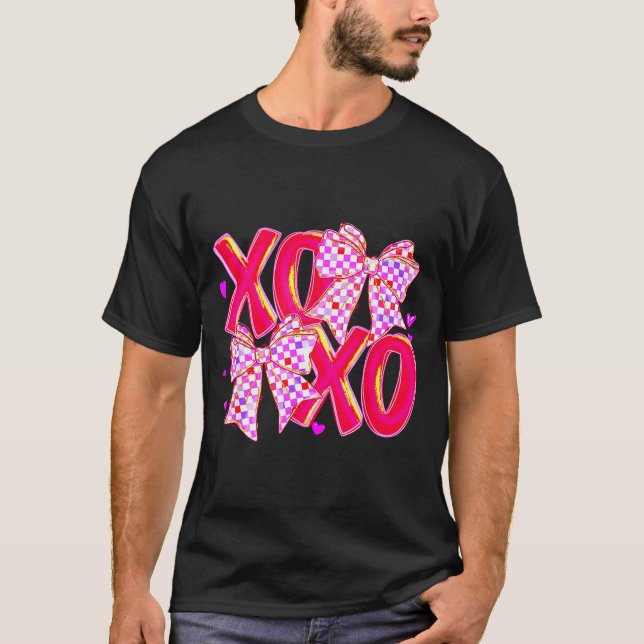 T-shirt Xoxo Valentines Day Love Funny Coquette Bow Checke (Devant)