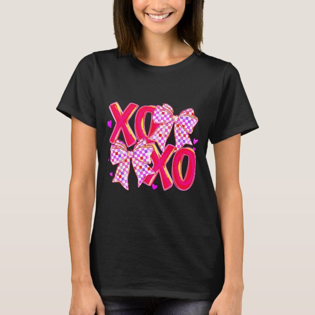 T-shirt Xoxo Valentines Day Love Funny Coquette Bow Checke (Devant)