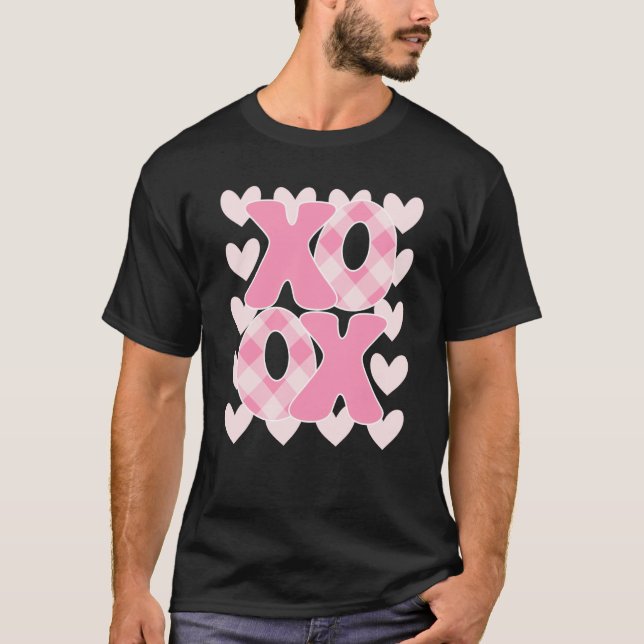 T-shirt XoXo XoXo Valentine's Day Love Vibes Retro Checked (Devant)
