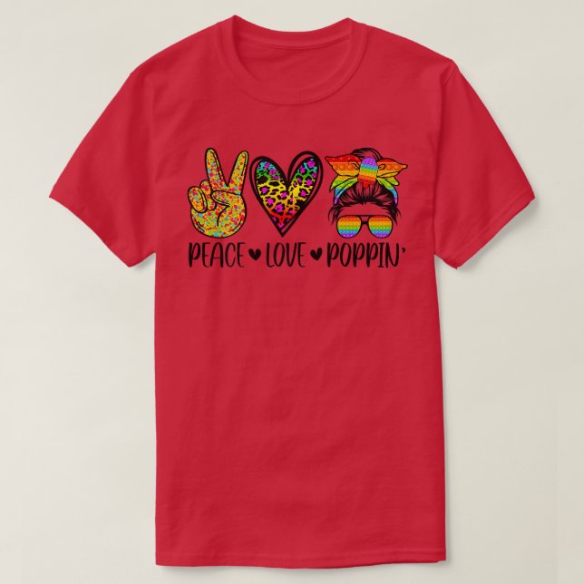 T-shirt XQmR Femmes Paix Amour Popotin Léopard Chignon Sal (Design devant)