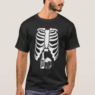 T-shirt Xray Skeleton Pregnancy Beer Bottle  Halloween Dad