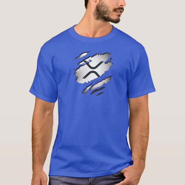 T-Shirt XRP Image déchirée avec révélation du logo (Devant)