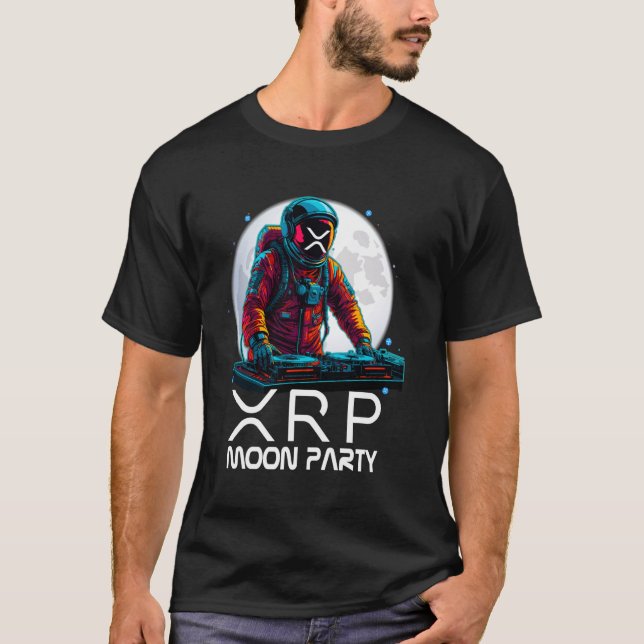 T-shirt xrp moon party astronaut disc jockey boyfriend gir (Devant)