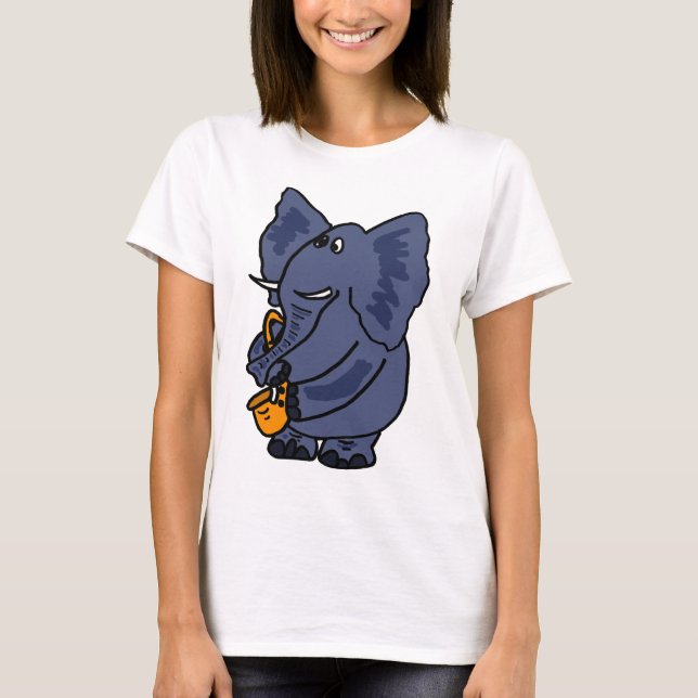 T-shirt XX éléphant jouant le saxophone (Devant)