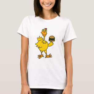 T-shirt XX poulet drôle mangeant un hamburger