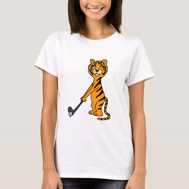 T-shirt XX tigre jouant la bande dessinée de golf (Devant)