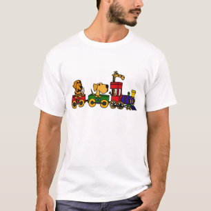 T-shirt XX train de bande dessinée avec les chiens et la