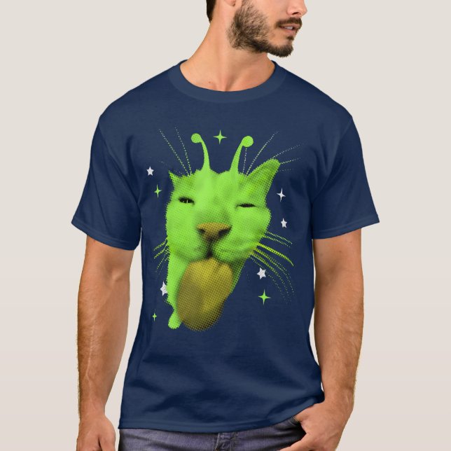 T-shirt Y2K Alien Cat Meme UFO Retro Silly Cats Lover Vint (Devant)