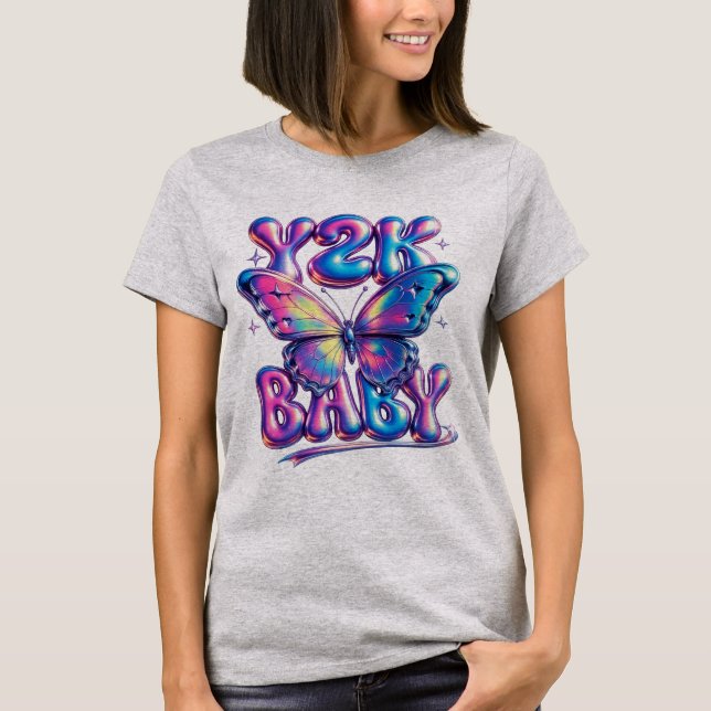 T-Shirt Y2K Bébé Chrome Papillon (Devant)