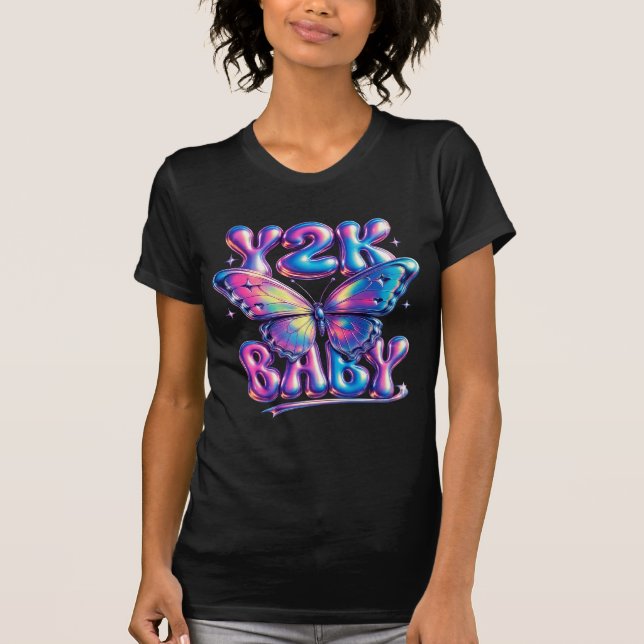 T-Shirt Y2K Bébé Papillon Chrome (Devant)
