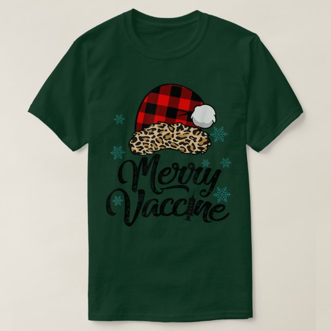 T-shirt Y4Ry Leopard Santa Hat Merry Vaccin Noël Xma (Design devant)