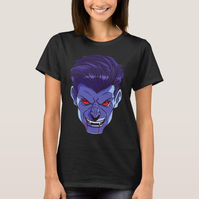 T-shirt Y Vampire Halloween Monstre Visage d'effroi crocs  (Devant)