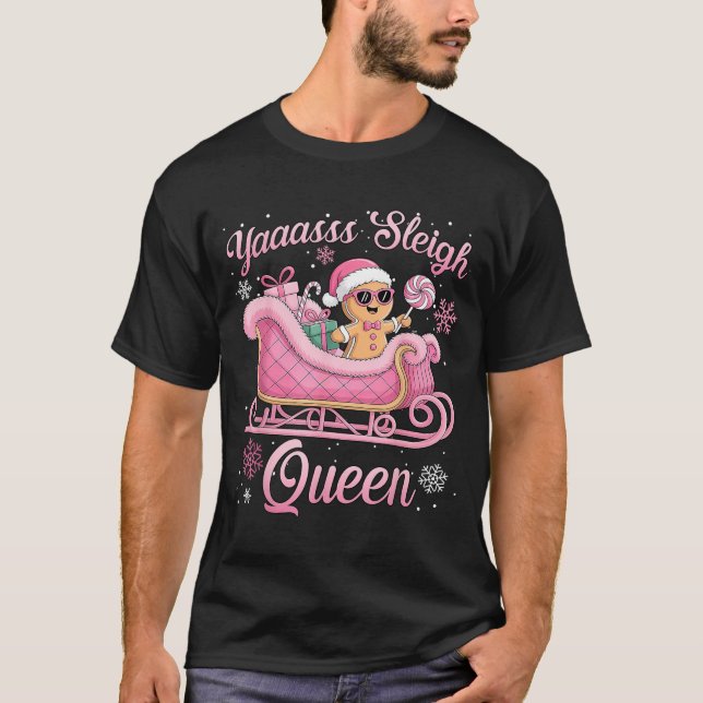 T-shirt Yaas Sleigh Queen Sleigh Girl Matching Christmas  (Devant)