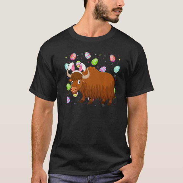 T-shirt Yak Bunny Oeuf de Pâques Funny Yak dimanche de Pâq (Devant)