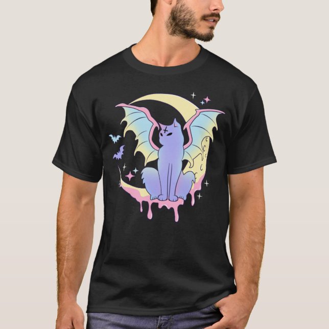 T-shirt Yami Moon Phases Pastel Goth Chat Kitty Pagan sorc (Devant)