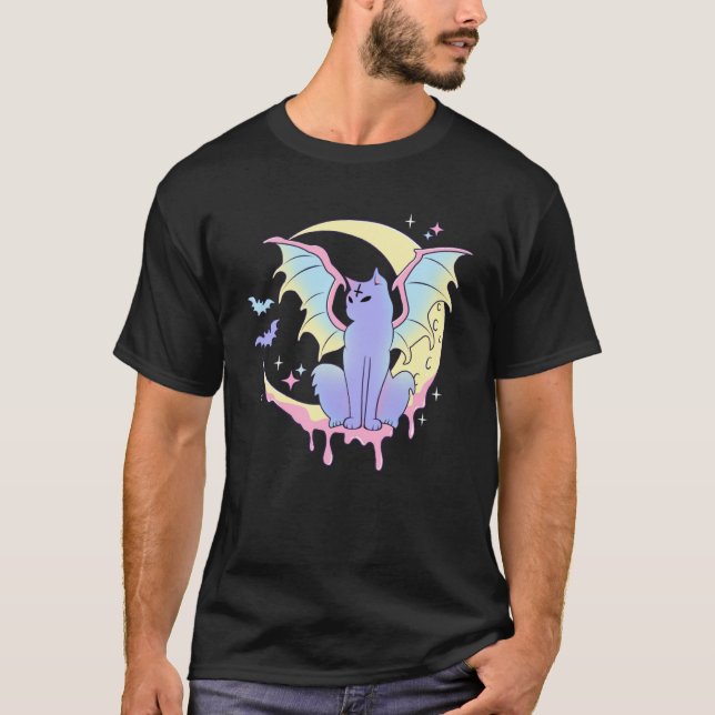 T-shirt Yami Moon Phases Pastel Goth Chat Kitty Pagan sorc (Devant)