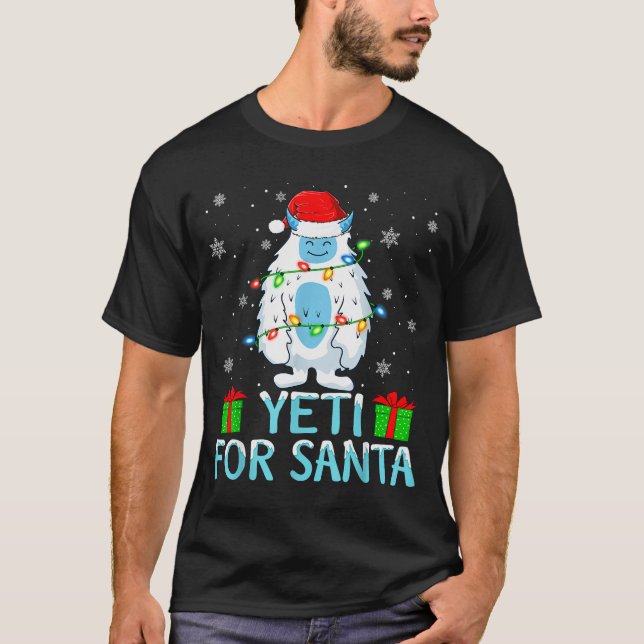 T-shirt Yati For Santa Xmas Lights Yeti Christmas  (Devant)