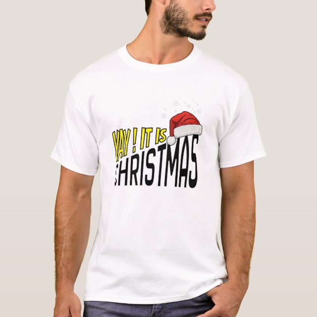 T-Shirt : Yay ! C'est Noël (blanc) (Devant)