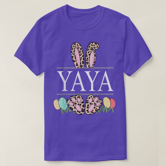 T-shirt Yaya Bunny Leopard Grand-mère Jour de Pâques Oeufs (Design devant)