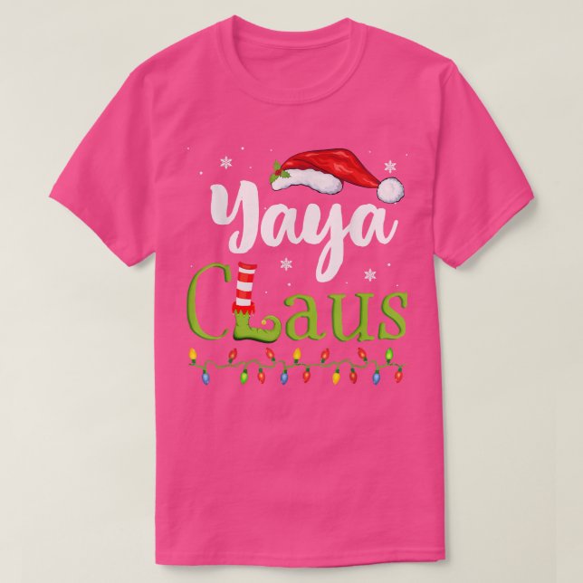 T-shirt Yaya Claus Funny Grand-mère Père Noël Pyjamas Noël (Design devant)