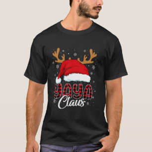 T-shirt Yaya Claus Santa Hat Reindeer Red Plaid Correspond