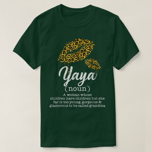 T-shirt Yaya Lèvres Léopard Amusant Grand-mère Signifiant  (Design devant)