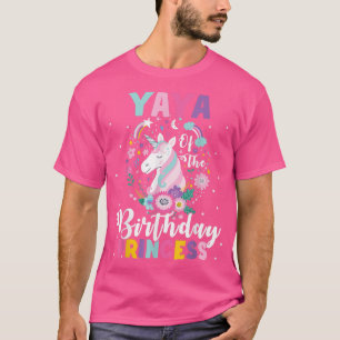 T-shirt Yaya Of The Birthday Princess Unicorn Birthday Par