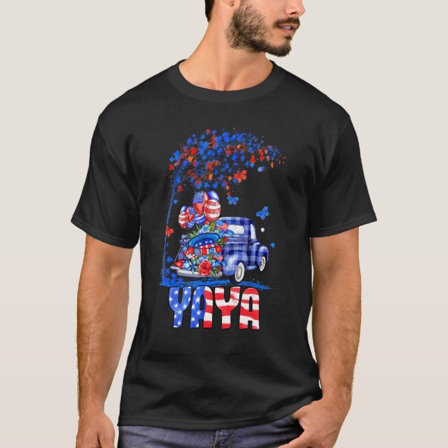 T-shirt Yaya Truck Drapeau Américain Feu d'artifice Patrio (Devant)