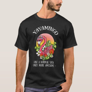 T-shirt Yayamingo Yaya Flamant rose grand-mère grand-mère 