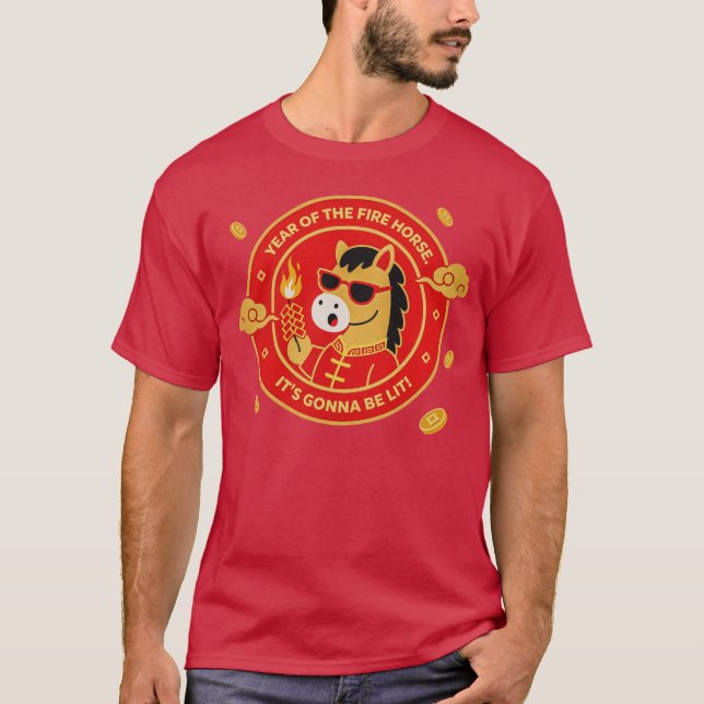 T-shirt Year of the Fire Horse Lunar New Year Red Zodiac H (Devant)