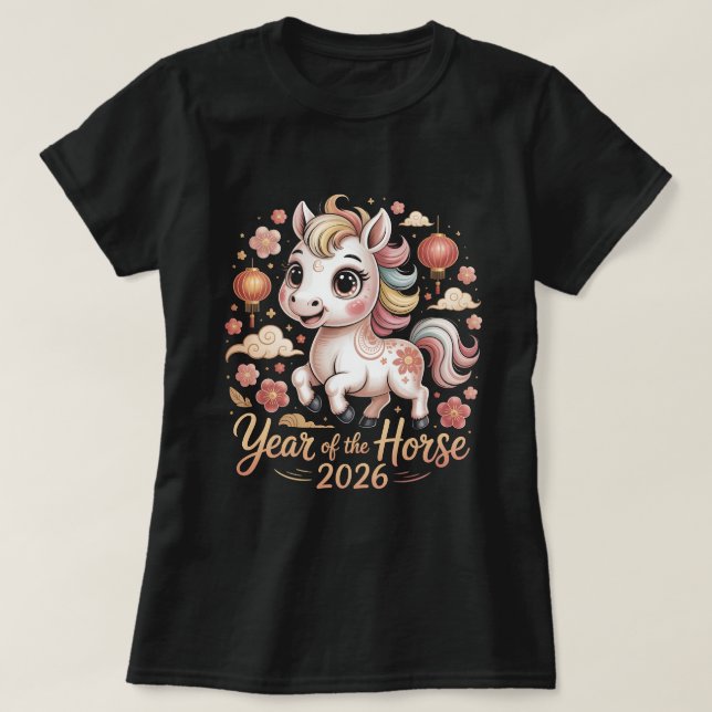 T-shirt Year of the Horse 2026 Chinese New Year Shirt Cute (Design devant)