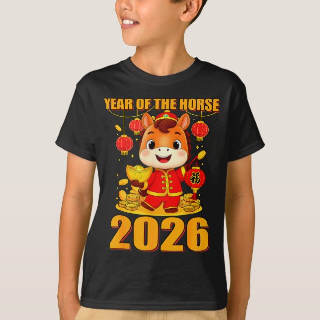 T-shirt Year Of The Horse 2026 Lunar New Year Chinese  (Devant)